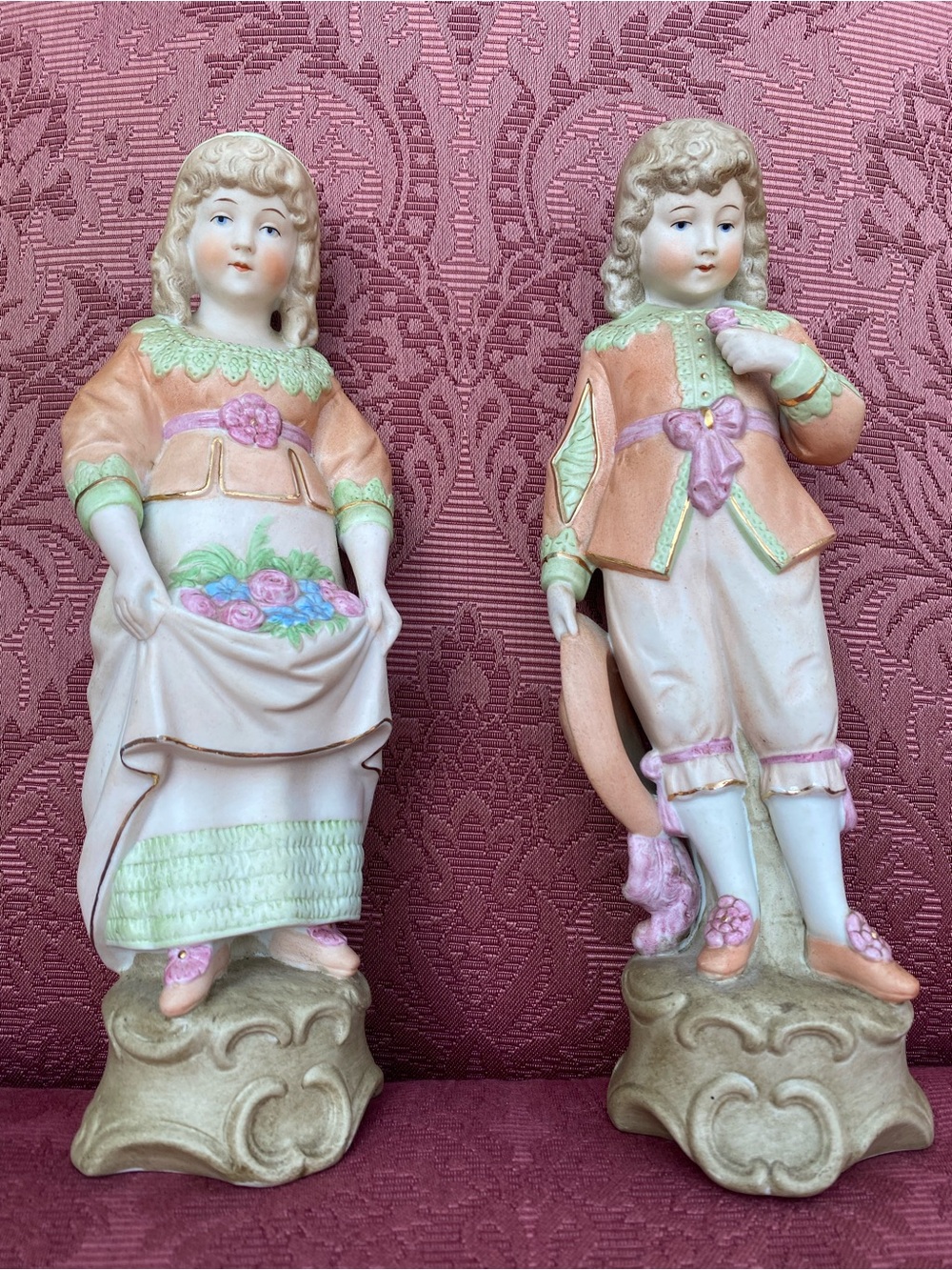 Antique 19th century German hand-painted bisque porcelain figurines numbered - Picture 1 of 6